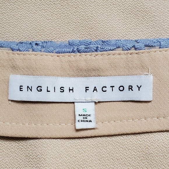 English Factory Blue Floral Lace Nude Colored Lining Pencil Skirt, S - Picture 10 of 13